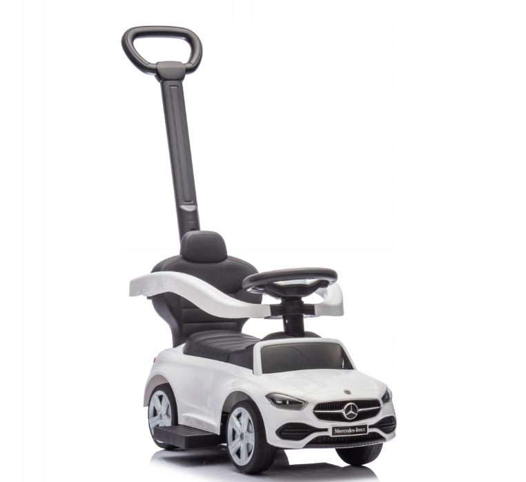 Mercedes C-Class Pojazd Z Rączką Dla Dzieci Jeźdźik Autko Pchacz Biały 12m+