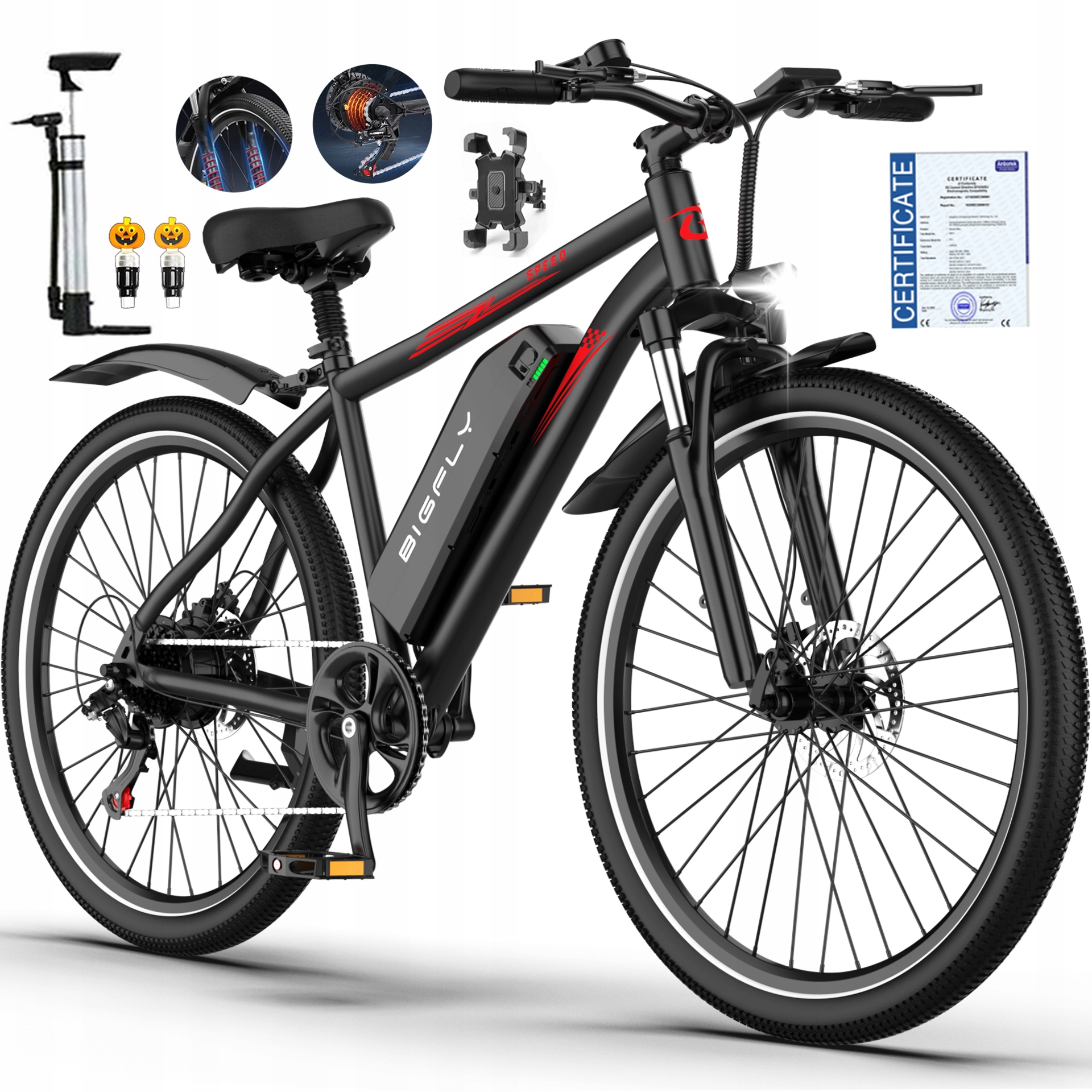 Rower elektryczny BIGFLY BK15 36V 12AH 250W Shimano 7 BIEGÓW Damski/Męski